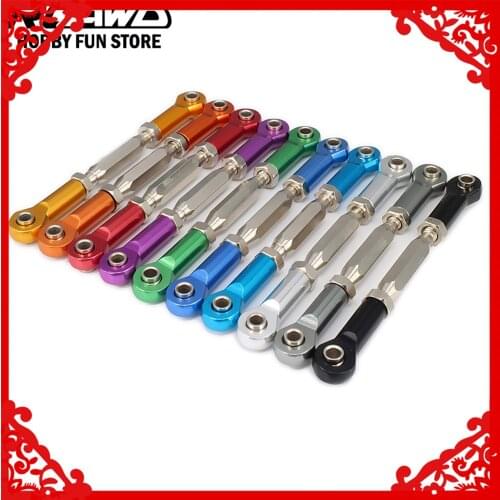 Adjustable metal Pulling Servo Linkage Steering Rods Arms M4 Thread 3mm Hole 73-90mm Long For RC Hobby Car Upgraded Spare Parts