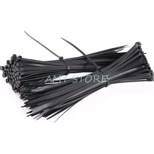 250pcs/500Pcs/bag 150,200,250,300,350,400,450,500 mm Length 5mm Width Self-Locking BlACK Nylon Wire Cable Zip Ties Cable Ties