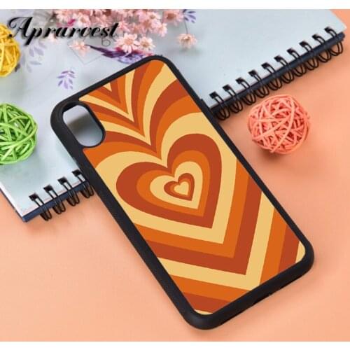 Aprarvest Love Heart In Orange Silicone Rubber Phone Case Cover For iPhone 6 6S 7 8 PLUS X XS XR 11 12 MINI PRO MAX