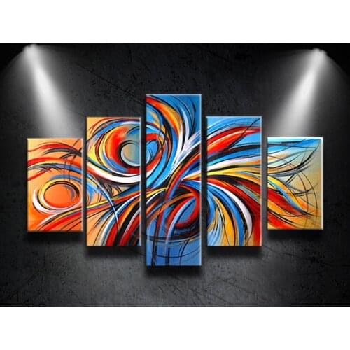 Modern 100%Hand-painted Art Oil Painting 5pcs/set Abstract on Canvas For Living Room Home Decoration (Free shipping)