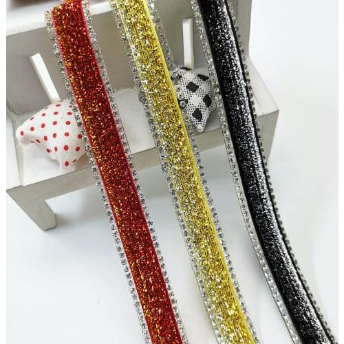 Rhinestones banding sequin garment accessories wedding decoration trim,bridesmaid dress shoes silver crystal Red Gold Black band