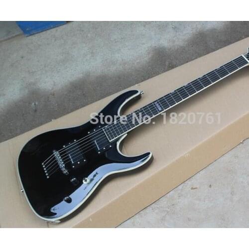Top Quality Wholesale Pickup+ black cool one piece body,soild wood electric guitar 140424
