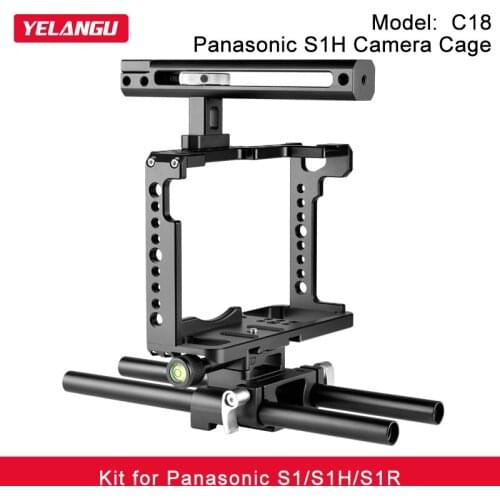 YELANGU C18 Camera Cage Aluminum Alloy Quick Release Mount With Top Handle And Base Plate Kit for Panasonic S1/S1H/S1R