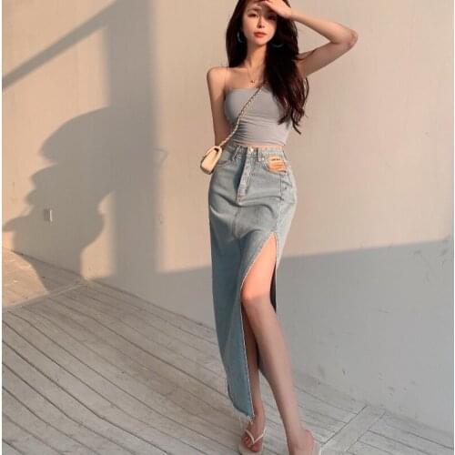 2021 High Waist Woman Skirts Summer Casaul Ladies Women Dress Streetwear Jeans Skirt Sexy Spring Denim Clothes Jupe New WPY3374