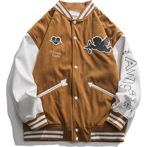 Retro Womens Baseball Jackets Hip Hop PU Leather Stitching Patchwork Harajuku Oversized Streetwear Uniform Coats Bomber Unisex