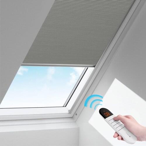 Zshine Electric Daylight Blinds Full Blackout Remote Control Honeycomb Skylight Shades Customize Size Multiple Colors
