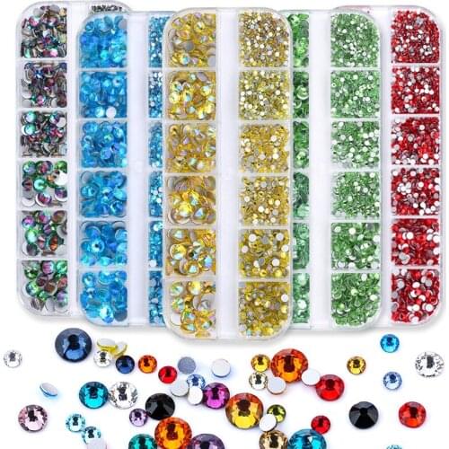 1 box of nail decoration nails rhinestones mixed color AB crystal Strass 3D charm gems non-Hot fix nail manicure accessories