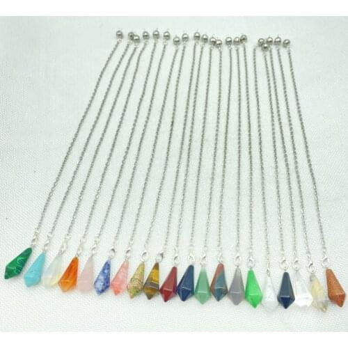 1Pc Reiki Healing Pendulum For Dowsing Natural Gem Stone Quartz Crystal Meditation Hexagonal Charm Pendule Divination Pendant