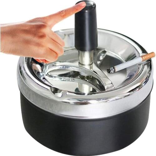 1PCS Stylish Metal Windproof Press Rotating Lid Home Flame Cylinder Ashtray For Cigarette Smoker Hotel Gift Office Retardan D6O6