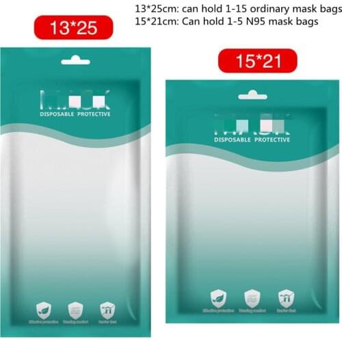 100 pcs/lot Portable Mask packaging Bag Translucent Anti Dust Masks Save Bag Zip Lock Mask Packaging Bag Travel Organizer
