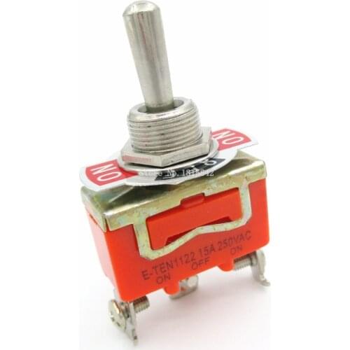 2PCS/LOT SPDT ON-OFF-ON Miniature Toggle Switches 15A 250VAC / 20A 125VAC Orange E-TEN1122