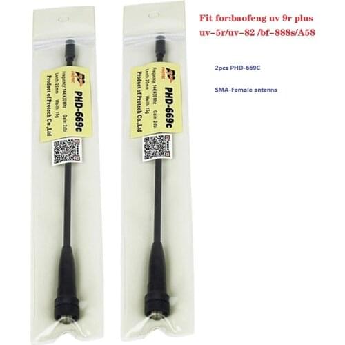 2pcs PHD-669C telescopic Soft SMA-Female Antenna for BAOFENG UV-9R PLUS BF-UV5R UV82 Walkie Talkie Accessories 144/430MHz CB Rad