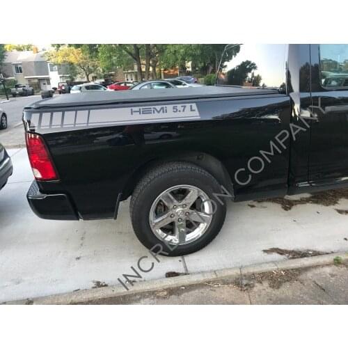 For (2Pcs)Truck vinyl decal stripes Dodge Ram 1500 5.7 L rear back graphics Mopar