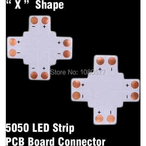 20pcs/lot 10mm 2pin LED Strip Connector "X" Type, LED PCB Board No Soldering Connector For SMD5050/5730 Single Color Strip