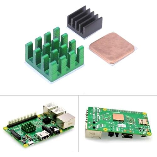 3Pcs Aluminum Heat Sink w/ Copper Cooling Sinks for Raspberry Pi 3/2 Model B/B