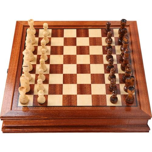 3-in-1 Chess Game Toy Wooden Folding Chess Professional Set Deluxe Chess Checkers Game Set Table Chess Board Game Set