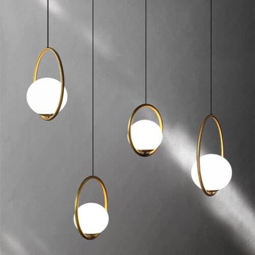 American Retro Glass Ball Bedroom Bedside Led Chandelier Art Ring Loft Dinner Study Aisle Haning Light Fixtures Free Shipping