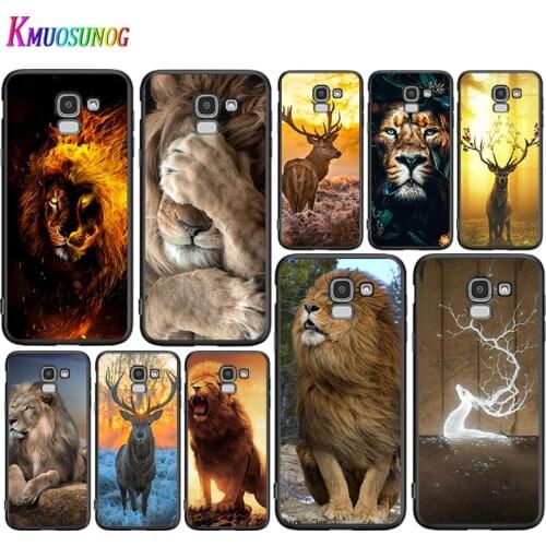 Animal Deer Lion Art For Samsung Galaxy J2 J3 J4 Core J5 J6 J7 J8 Prime Duo Plus 2018 2017 2016 Black Phone Case