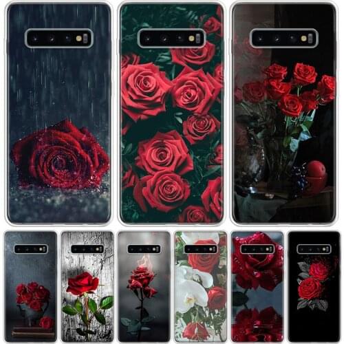 Red Butterfly Roses Flower Phone Case for Samsung Galaxy S10 S20 Ultra Note 10 9 8 S9 S8 S7 J4 J6 J8 Plus Lite + Popular Cover C