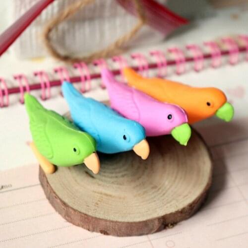 Creative Cartoon Parrot Animal Bird Eraser Rubber Student Stationery School Supplies Manufacturer Wholesale