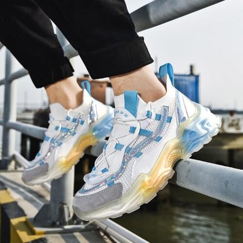 Running Shoes Men Summer Chunky Sneakers Fashion Reflective Outdoor Breathable Sports Shoes Mesh Walking Shoes Zapatillas Hombre