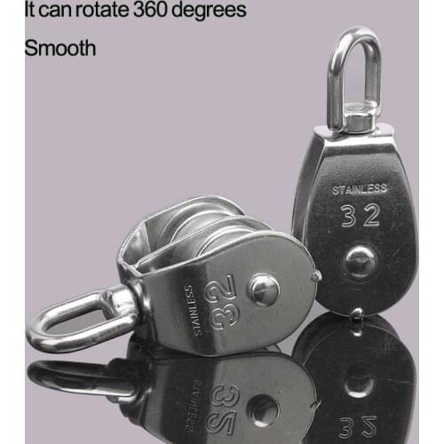 Small Lifting Pulley Blocks 304# Stainless Steel 360 degree rotation Single Or Double pulley Swivel M15 & M20 & M25 & M32