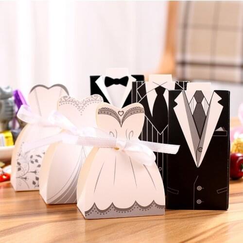 50set/100pcs Mini Candy Box Wedding Ceremony Favors for Guest Bride Groom Gift Case Party Decoration