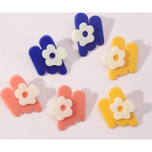 Trendy Vintage Irregular Earrings Womens Acrylic Geometric Contrast Color Cute Earrings Jewelry for Party