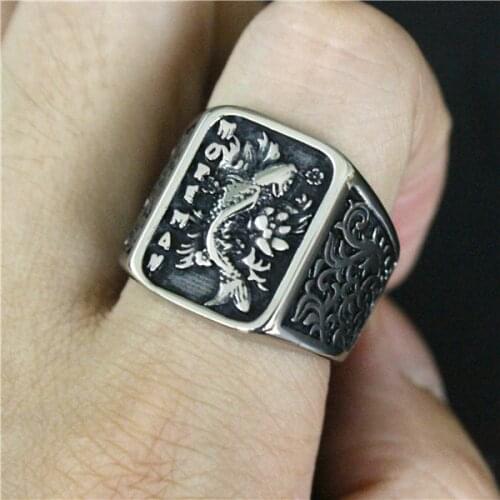 New Fashion Lucky Koi Ring 316L Stainless Steel Men Ring Cool Party Man Fish Biker Ring