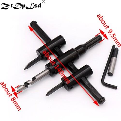 ZtDpLsd 1X Adjustable 30MM-120MM Metal Wood Circle Hole Saw Drill Bit Cutter Kit Diy Tools Black Alloy Blade Set Cordless Steel