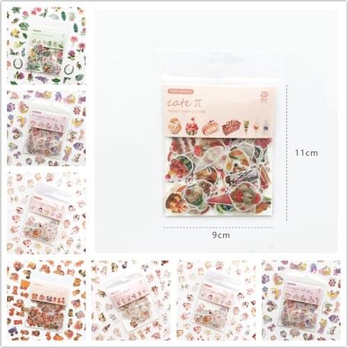 100PCS/Lot Kute Food Plants Scrapbooking DIY Phone Journal Sticker Decoration Diary Notebooks Label Stationery Supplies Kawaii