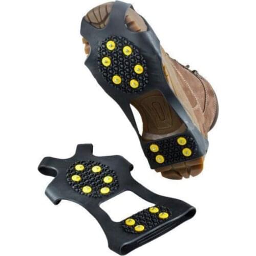 1 Pair S M L 10 Studs Anti-Skid Snow Ice Climbing Shoe Spikes Ice Grips Cleats Crampons Winter Climbing Anti Slip Shoes Cover