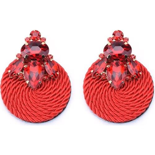 New Handmade Weaving Round Drop Earring Ethnic Bohemian Style Fashion Female Crystal Earring Women Gifts Jewelry Accessories