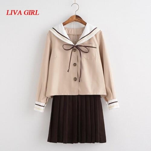 New Japanese/Korean Cute Girls Sailor suit Student School Uniforms Clothing Outfits Short/Long Shirts+Skirt+Ties Sets