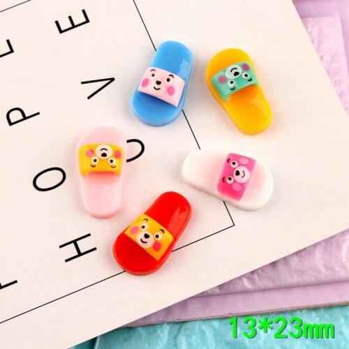 30PCS bear slippers resin accessories diy cream mobile phone shell food play children hair rope hair accessories material