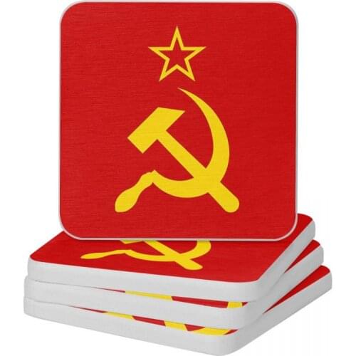 Soviet Union Flag Gifts Diatomite Square Round Coaster Multifunction Cup Bonsai Mat Soap Toothbrush Pad Wholesale 10x10cm