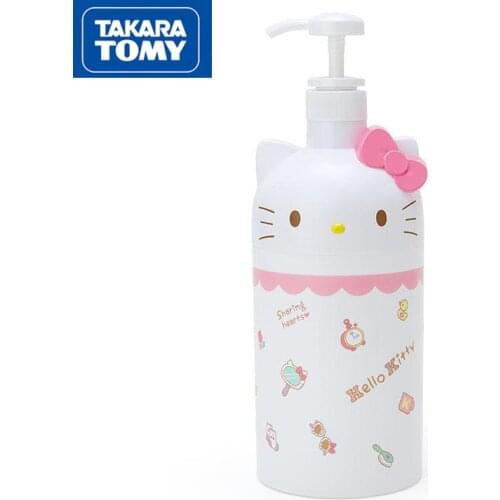 TAKARA TOMY Cute Cartoon Hello Kitty Shower Gel Squeeze Bottle Plastic Tank Box Hand Sanitizer Bottle Bathroom Accessories
