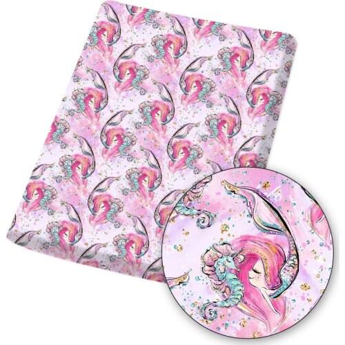 Polyester Cotton Fabric By The Yard Printed Mermaid Pattern For DIY Clothing Sewing Pillows Cushions And Any Fabric Crafts