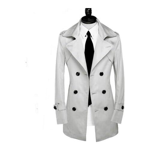 Autumn new designer slim sexy shore trench coat men medium-long overcoat long sleeve mens clothing business outerwear S - 9XL