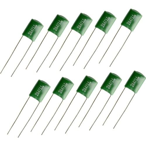 Pack of 10 Polyester Film Drop Guitars Capacitors 0.047uf/2A473J, Green