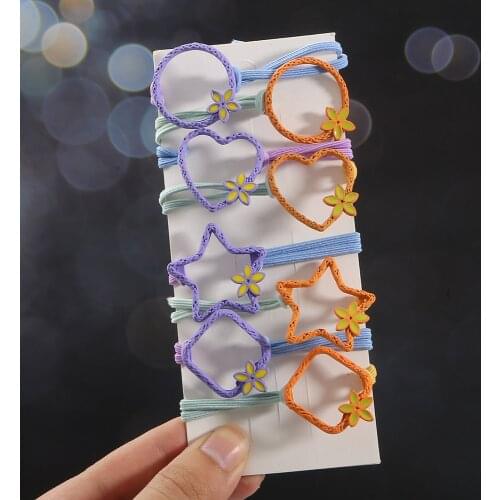 Korean Fresh Two-tone Openwork Pattern Hair Ring Hair Bands for Women Scrunchies Elastic Rubber Rope Girls Hair Accessories