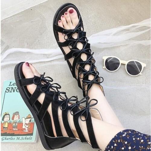 Hollow Gothic Black 3 Color High help Girls Shoes Punk Bowknot Ribbon Summer Woman 2019 PU Martin Boots Booties Cute Lolita Shoe