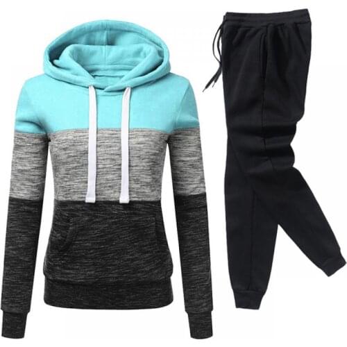 2021 Autumn Winter Brand Two Pieces Sets Thick Hoodies Tracksuit Women Sportswear Gyms Fitness Training Hoodies Sweatshirts