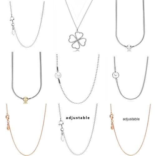 NEW 2021 100% 925 Sterling Silver Four Leaf Clover Necklace Women Fit DIY Original Bracelet Fshion Jewelry Gift