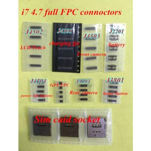 2sets/lot for iphone 7 4.7 full FPC connoctors , front, back carmera ,power charging, lcd/touch home button/touch id GPS socket