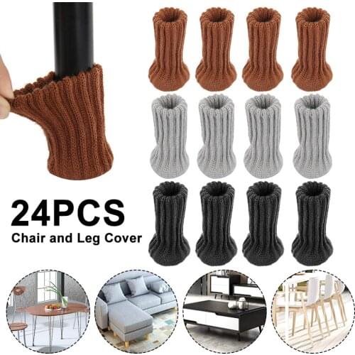 24Pcs Knitted Chair Leg Socks Furniture Table Feet Leg Floor Protectors Covers Floor Protection Pads Moving Noise Reduction