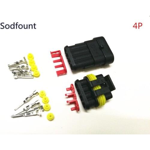 5 sets kit 4 Pin way Waterproof Electrical Wire Connector Plug for car free shipping with registered