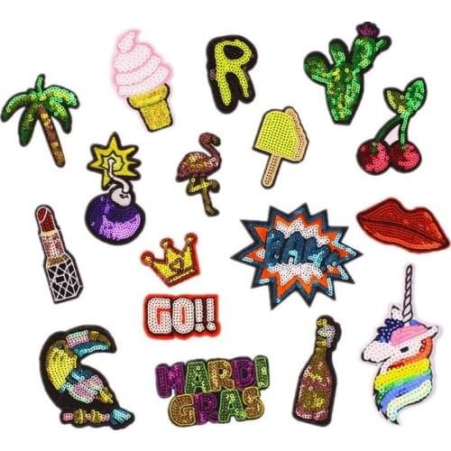 50pcs/lot Fruit Animal Ice Cream Embroidery Patches Letters Clothing Decoration Accessories Diy Iron Heat Transfer Applique