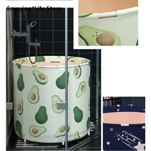 65x70cm Adult Folding Home Body Bath Barrel Thickened Thermal Insulation Bathtub Portable Bathtub Travel Tub