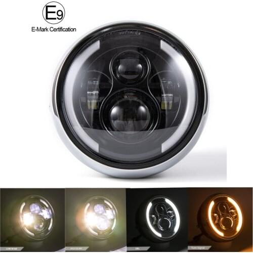 7.5" Motorcycle LED Headlight High Low Beam DRL Daytime Running Light 12V for Harley FLD Touring Softail Chopper Bobber